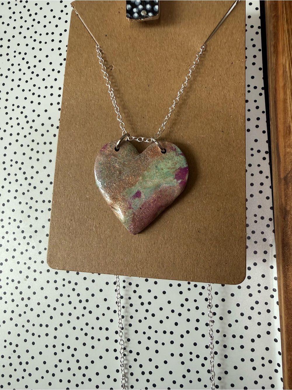Handmade Multicolor Heart Pendant Necklace - Women Jewelry - Picture 6 of 8